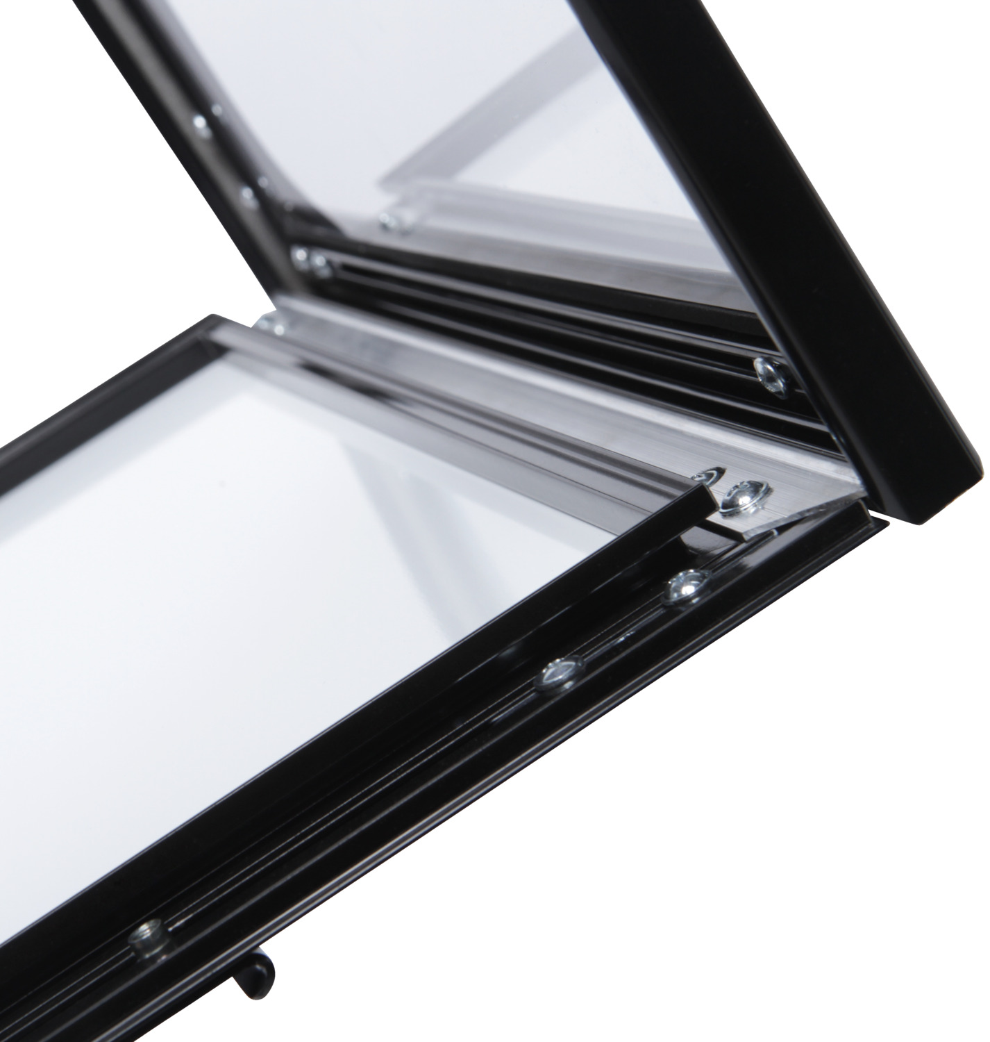 VEGA LUSINI Corteo Illuminated Menu Stand, 51 x 45 x 113 cm, Anodized Aluminum Frame, Hardened Acrylic Glass, Magnetic Writable Back, Waterproof, Lockable, 230V