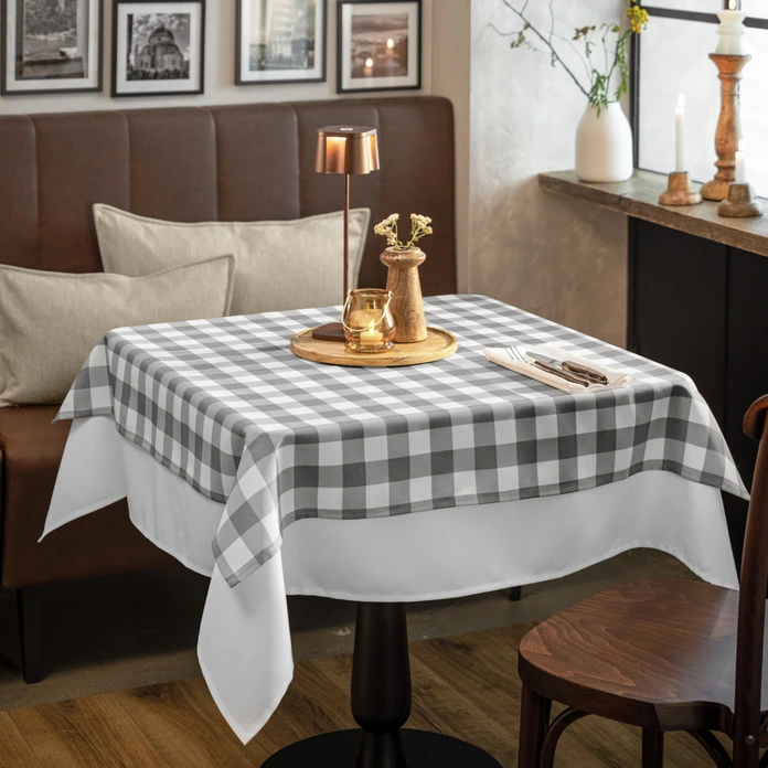 ERWIN M. LUSINI Countryline Square Tablecloth, 150 x 150 cm, 100% Polyester, Grey Checkered Pattern, OEKO-TEX Standard 100, Durable and Easy Care