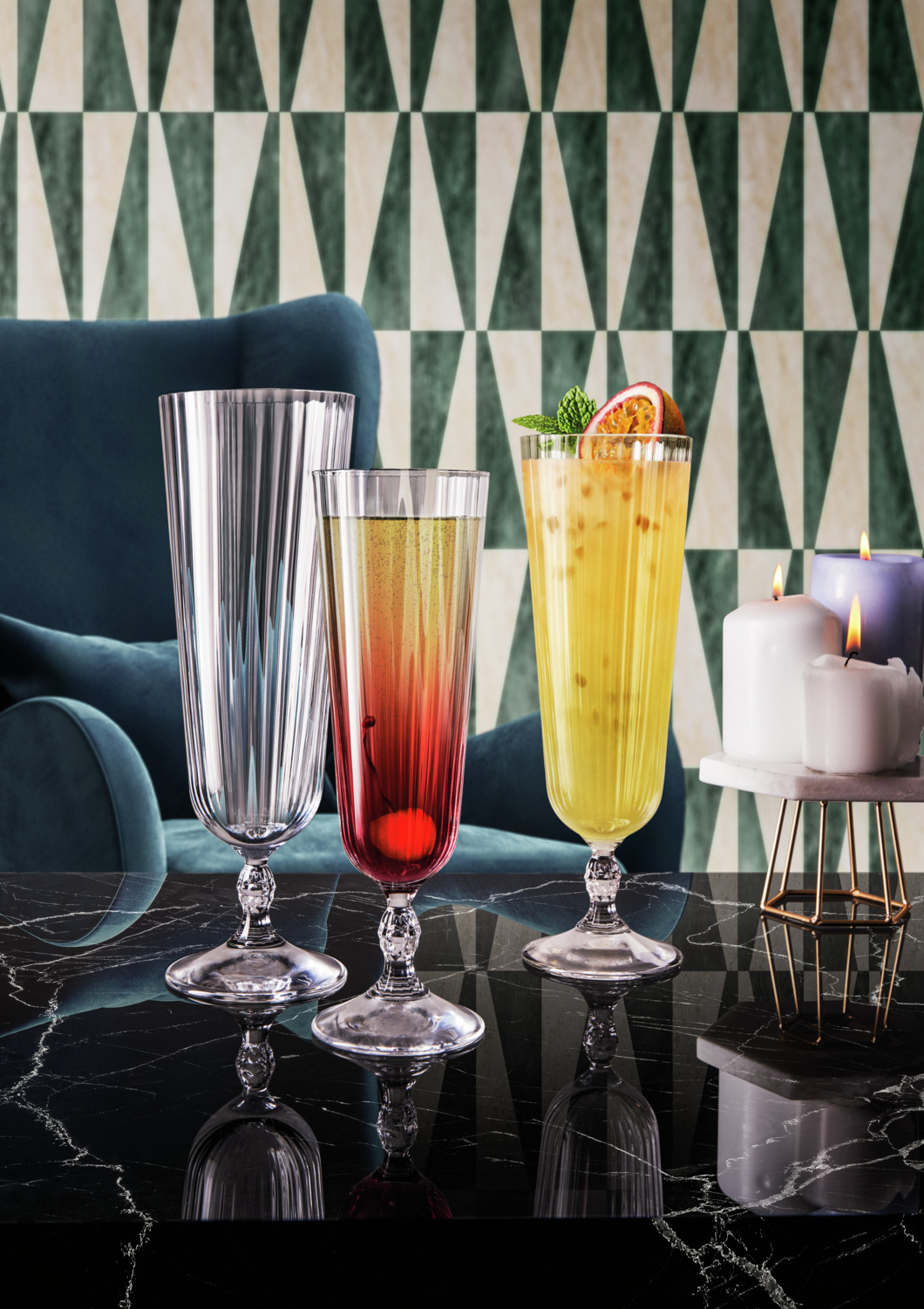 Bormioli Rocco America 20s Sling Cocktail Glass Set of 6, 400ml Vintage Style Transparent Glass, Dishwasher Safe, Made in Italy