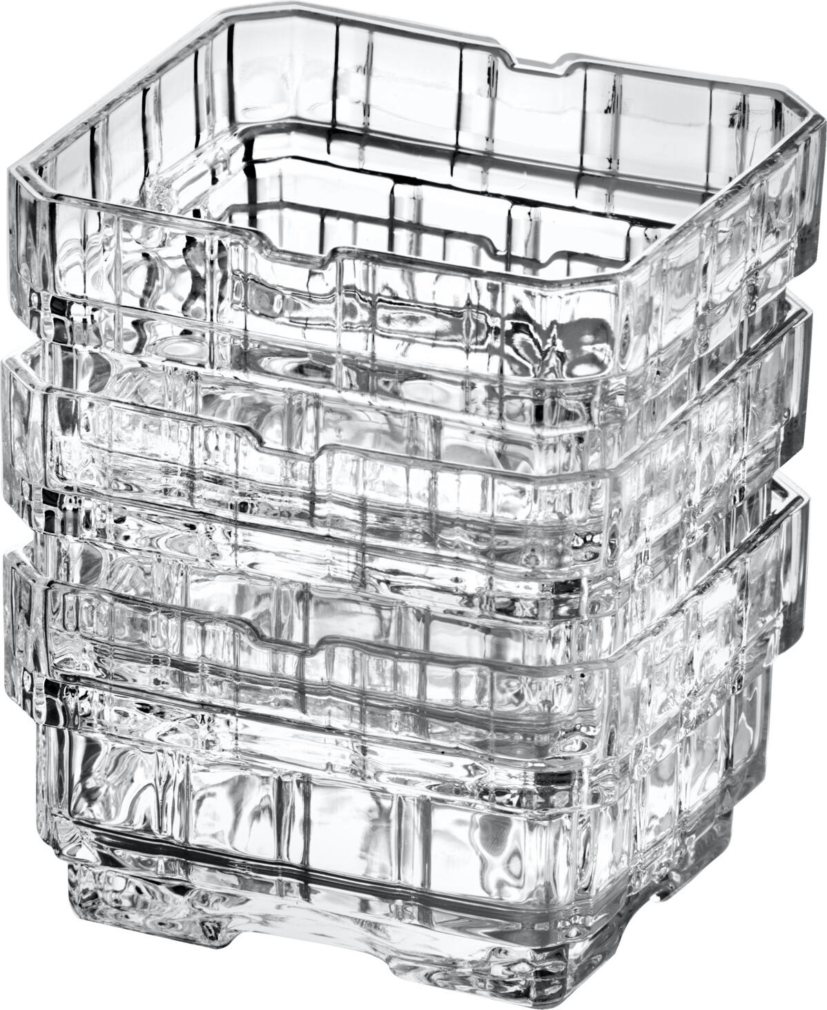 RCR Stack Crystal Glass Bowls, 200 ml, Transparent, Stackable Design with Anti-Limescale Drain, Dishwasher Safe, Set of 6