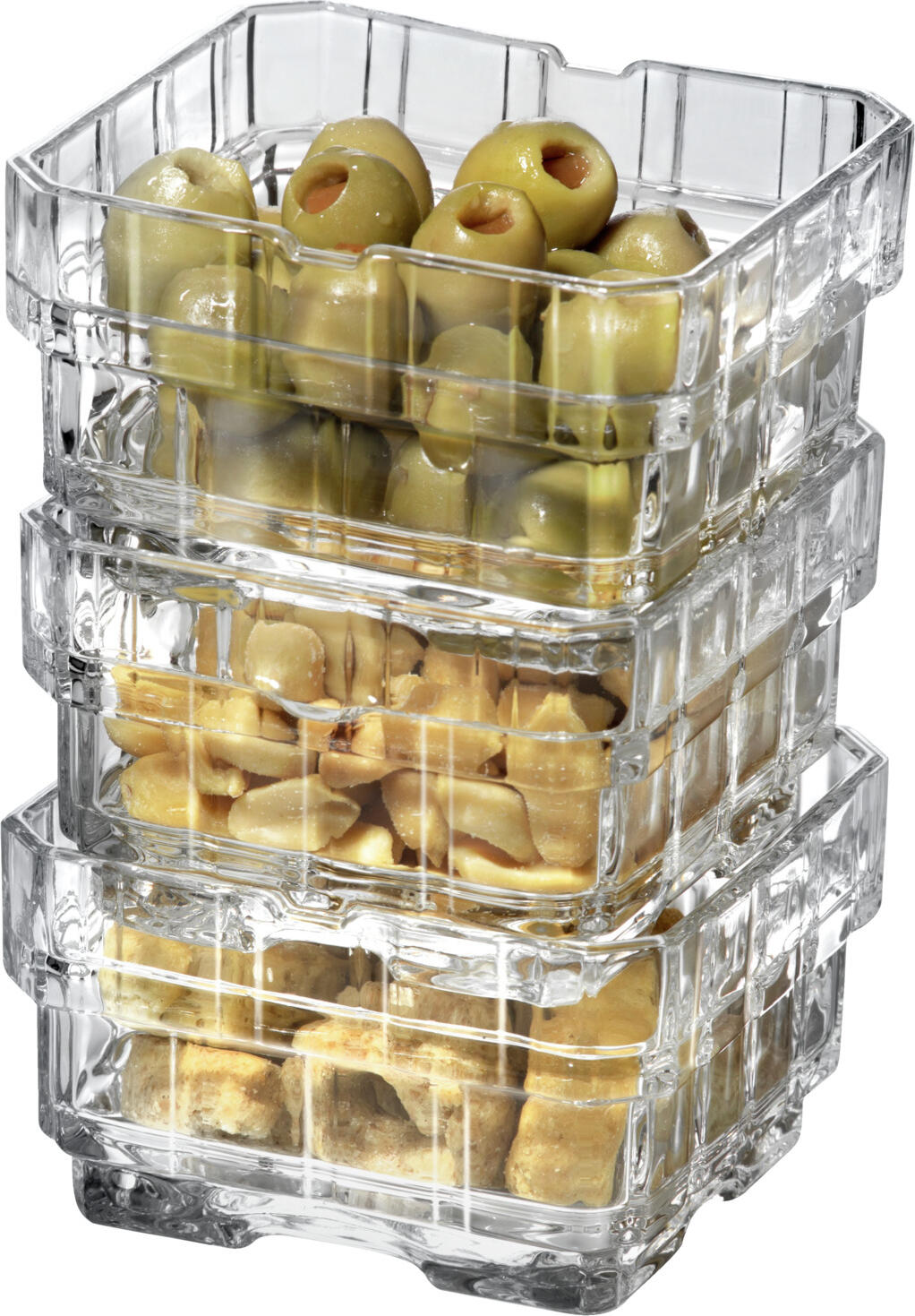 RCR Stack Crystal Glass Bowls, 200 ml, Transparent, Stackable Design with Anti-Limescale Drain, Dishwasher Safe, Set of 6