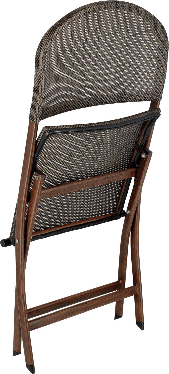 PULSIVA LUSINI Solutions GmbH Outdoor folding chair Romalia Outdoor Bistrostuhl Romalia Outdoor folding chair Romalia; 45x59x86 cm (WxDxH); seat anthracite, base brown; 4 piece / pack Outdoor Bistrostuhl Romalia; 45x59x86 cm (BxTxH); Sitz anthrazit, Gestell braun; 4 Stück / Pack Modern folding chair made of powder-coated steel and seat with plastic fabric. With plastic gliders on the chair legs. Foldable, weatherproof and UV-resistant. Dimensions folded: 45x14x100 cm (WxDxH). Suitable for outdoor use. Delivered assembled. Order the matching chairs in the same series or table at the same time. Moderner Klappstuhl aus pulverbeschichtetem Stahl und Sitzfläche mit Kunststoffgewebe. Mit Kunststoffgleitern an den Stuhlbeinen. Klappbar, wetterfest und UV-beständig. Abmessungen zusammengeklappt: 45x14x100 cm (BxTxH). Für den Außenbereich geeignet. Lieferung erfolgt montiert. Passende Stühle der Serie oder Tisch gleich dazubestellen.