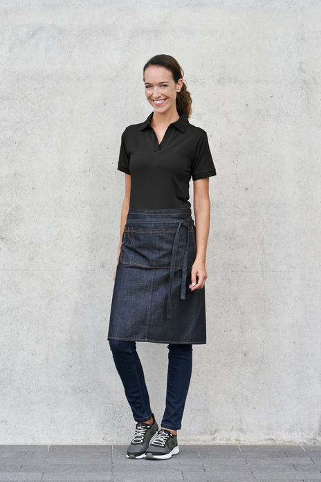 Jobeline Benita Women's Jersey Polo Shirt, 95% Cotton 5% Spandex, V-Neck Without Buttons, Tapered Fit, Black, Size 2XL