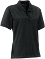 Tricou Polo Jobeline Benita pentru femei din jersei, 95% bumbac 5% spandex, guler polo cu neckline V fara nasturi, croiala ajustata, Negru, marime 2XL