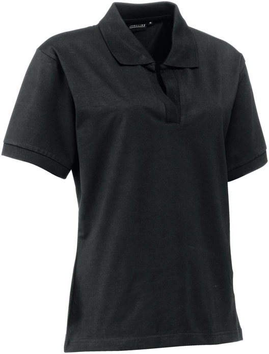 Tricou Polo Jobeline Benita pentru femei din jersei, 95% bumbac 5% spandex, guler polo cu neckline V fara nasturi, croiala ajustata, Negru, marime 2XL
