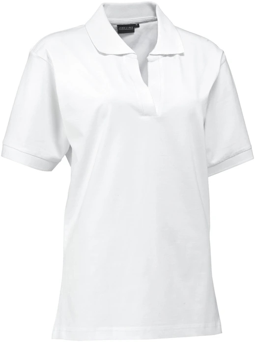 Jobeline Benita Women's Jersey Polo Shirt, 95% Cotton 5% Spandex, V-Neck Without Buttons, Tapered Fit, White, Size 2XL