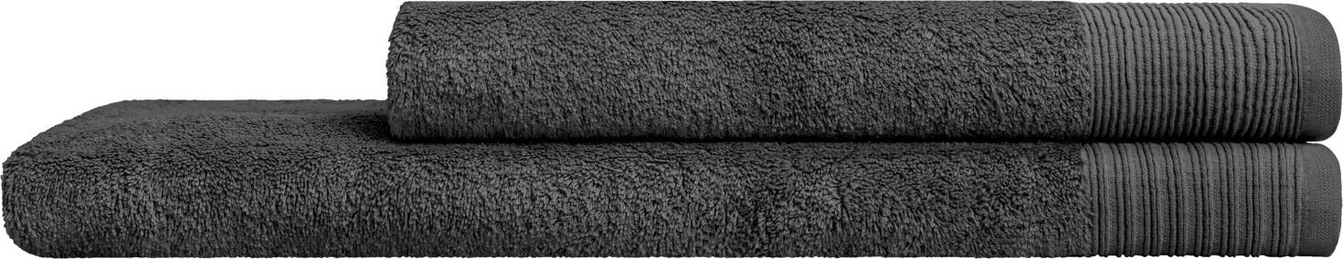 Prosop de dus ERWIN M. LUSINI Balance, antracit, 70 x 140 cm, 600 g/m², bumbac si viscoza din bambus, texturi Walk terry catifelata