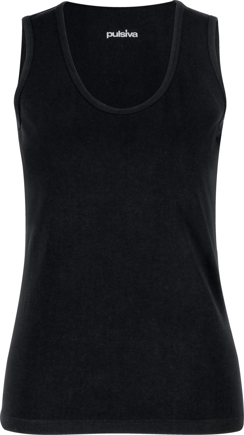 PULSIVA LUSINI Solutions GmbH Women's shirt Double Tanktop Damenshirt Double Tanktop Women's shirt Double Tanktop; Size XS; black; 2 piece / pack Damenshirt Double Tanktop; Kleidergröße XS; schwarz; 2 Stück / Pack 95 % cotton, 5 % spandex. 40 °C wash. Sleeveless top for women with a round neckline made of high-quality cotton jersey in a double pack. The high stretch content ensures maximum comfort. High-waisted and form-fitting cut. Also ideal for wearing underneath. Supplied in a double pack. Back length: 60 cm for size S. 95 % Baumwolle, 5 % Elasthan. 40°-Wäsche. Ärmelloses Top für Damen mit Rundhalsausschnitt aus hochwertigem Baumwolljersey im Doppelpack. Der hohe Stretchanteil sorgt für höchsten Tragekomfort. Stark taillierter und körperbetonter Schnitt. Ideal auch als Unterzieh-Top zu tragen. Lieferung im Doppelpack. Rückenlänge: 60 cm in Gr. S