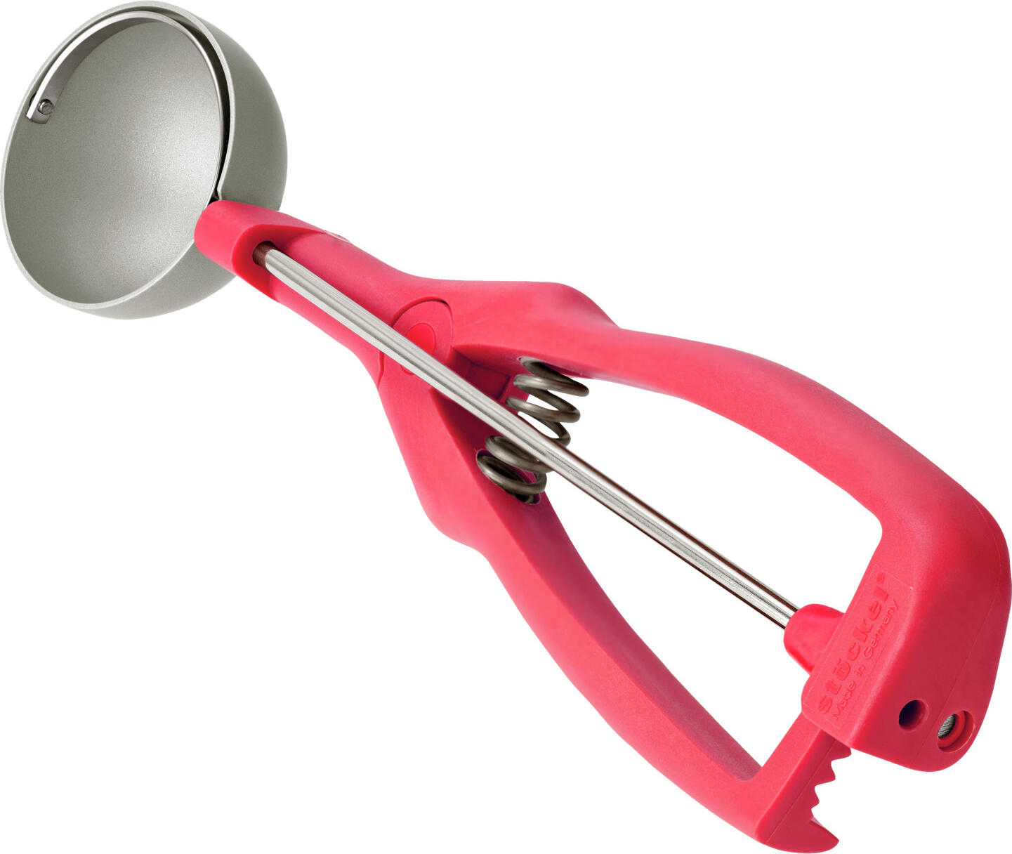 Stöckel Stöckel Söhne Metallwarenfabrik GmbH & Co. KG Ice cream scoop Soleya Eisportionierer Soleya Ice cream scoop Soleya; 0.042 l, 5.1 cm (Ø); red Eisportionierer Soleya; 0.042 l, 5.1 cm (Ø); rot Ice cream scoop with non-stick coating and cold-resistant plastic handle. Dishwasher safe. Eisportionierer mit Antihaftbeschichtung und kälteabweisendem Kunststoffgriff. Spülmaschinenfest.