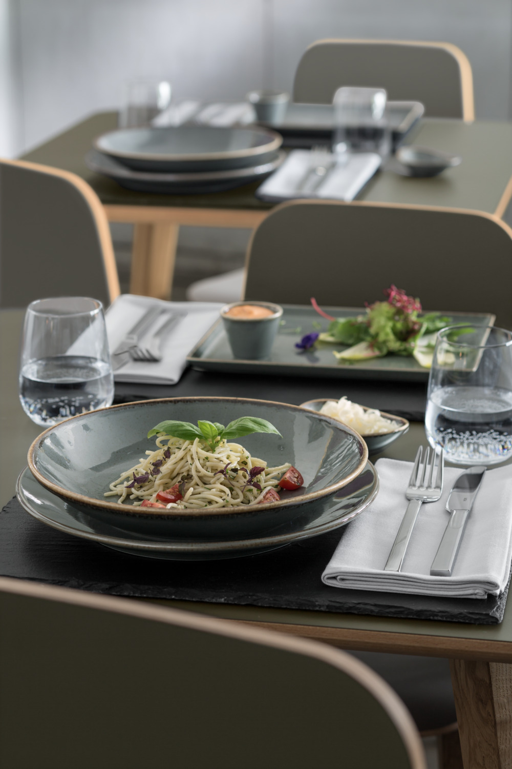 VEGA Sidina Deep Coupe Plates, Porcelain, 26 cm Diameter, 500 ml, Grey, Dishwasher and Microwave Safe, Set of 6