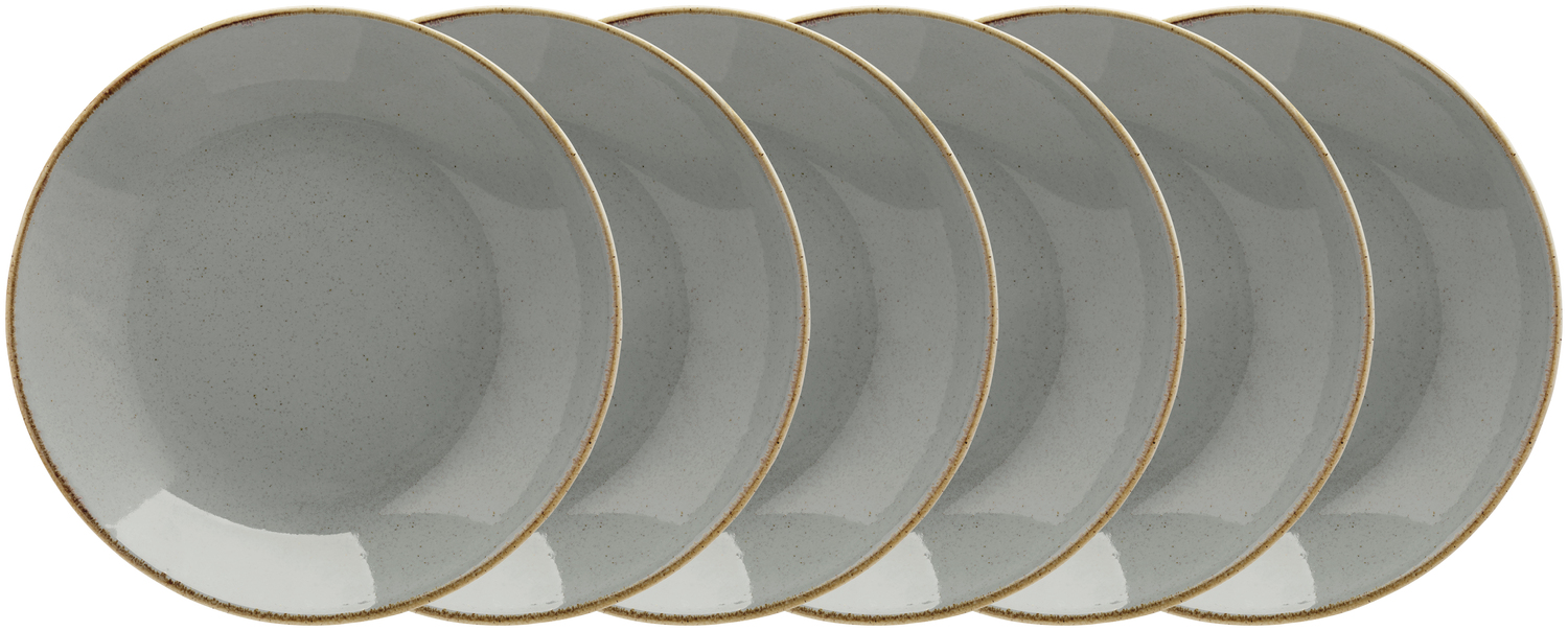 VEGA Sidina Deep Coupe Plates, Porcelain, 26 cm Diameter, 500 ml, Grey, Dishwasher and Microwave Safe, Set of 6