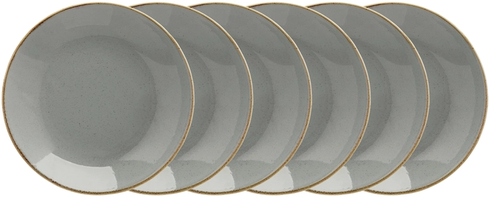 VEGA Sidina Deep Coupe Plates, Porcelain, 26 cm Diameter, 500 ml, Grey, Dishwasher and Microwave Safe, Set of 6