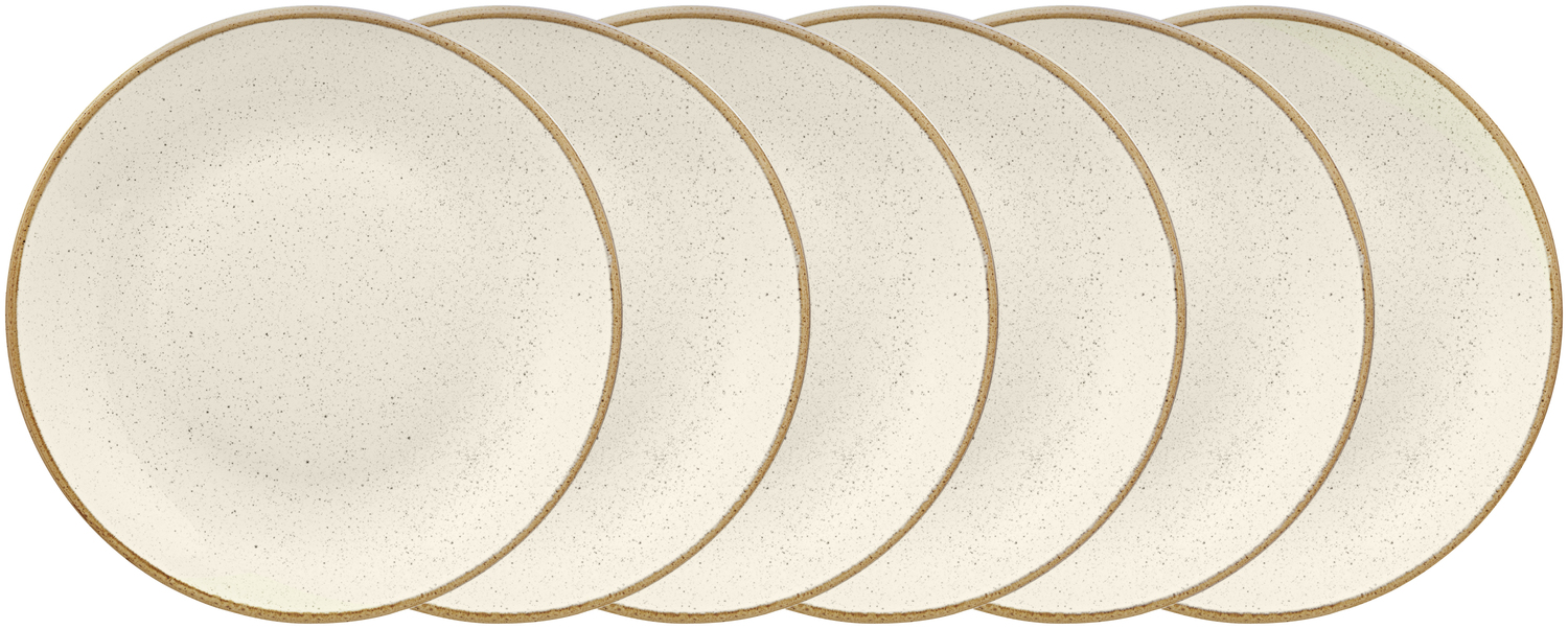 VEGA Sidina Deep Coupe Plate Set of 6, 21 cm Porcelain Rimless Bowls, 300 ml, Beige, Microwave and Dishwasher Safe, Professional Catering Grade