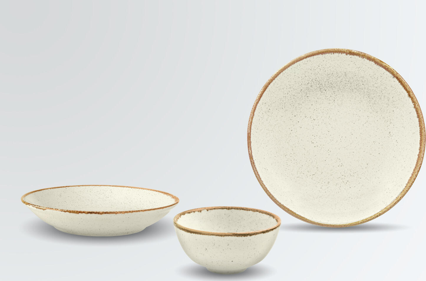 VEGA Sidina Deep Coupe Plate Set of 6, 21 cm Porcelain Rimless Bowls, 300 ml, Beige, Microwave and Dishwasher Safe, Professional Catering Grade