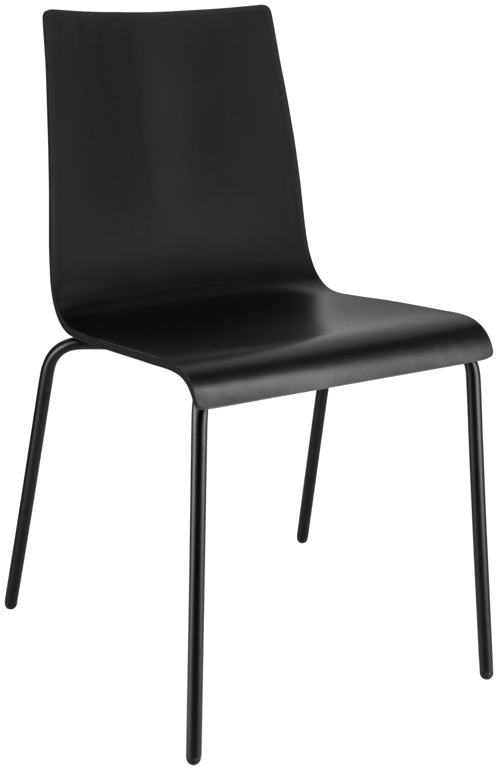 PULSIVA LUSINI Solutions GmbH Wooden shell chair Uni Holzschalenstuhl Uni Wooden shell chair Uni; 48x52x82 cm (WxDxH); seat black, base black; 4 piece / pack Holzschalenstuhl Uni; 48x52x82 cm (BxTxH); Sitz schwarz, Gestell schwarz; 4 Stück / Pack Stackable conference chair Uni made of black powder-coated steel (tubular steel Ø 18?1.8 cm). Seat and backrest made of lacquered plywood (beech) with black ash veneer. The Uni wooden chair is perfect for meeting rooms, waiting areas, canteens and much more.  It is stackable up to 4 chairs. This means that the chairs can be stowed away to save space after use. The plastic glides protect the floor. Good seating comfort. Only suitable for indoor use. Supplied assembled. Max. load 150 kg. Stapelbarer Konferenzstuhl Uni aus schwarz pulverbeschichten Stahl  (Stahlrohr ?18?1,8 cm). Sitz und Rückenfläche aus lackiertem Schichtholz (Buche) mit schwarzem Eschenfurnier. Der Holzstuhl Uni ist perfekt geeignet für Besprechungsräume, Wartebereiche, Kantinen und vieles mehr.  Er ist bis zu 4 Stühlen stapelbar. Auf diese Weise lassen sich die Stühle nach Gebrauch platzsparend verstauen. Die Gleiter  aus Kunststoff schützen den Boden. Guter Sitzkomfort. Nur für den Innenbereich geeignet. Lieferung erfolgt montiert. Max. Belastung 150 kg. Der Stuhl ist FSC™-zertifiziert. LUSINI ist davon überzeugt, dass Wälder für unsere Zukunft unverzichtbar sind. Deshalb setzen wir uns für FSC™-zertifizierte Produkte ein (FSC™ N003150). So können wir Ihnen helfen, bessere Kaufentscheidungen zum Wohle unserer Wälder zu treffen. www.fsc.org