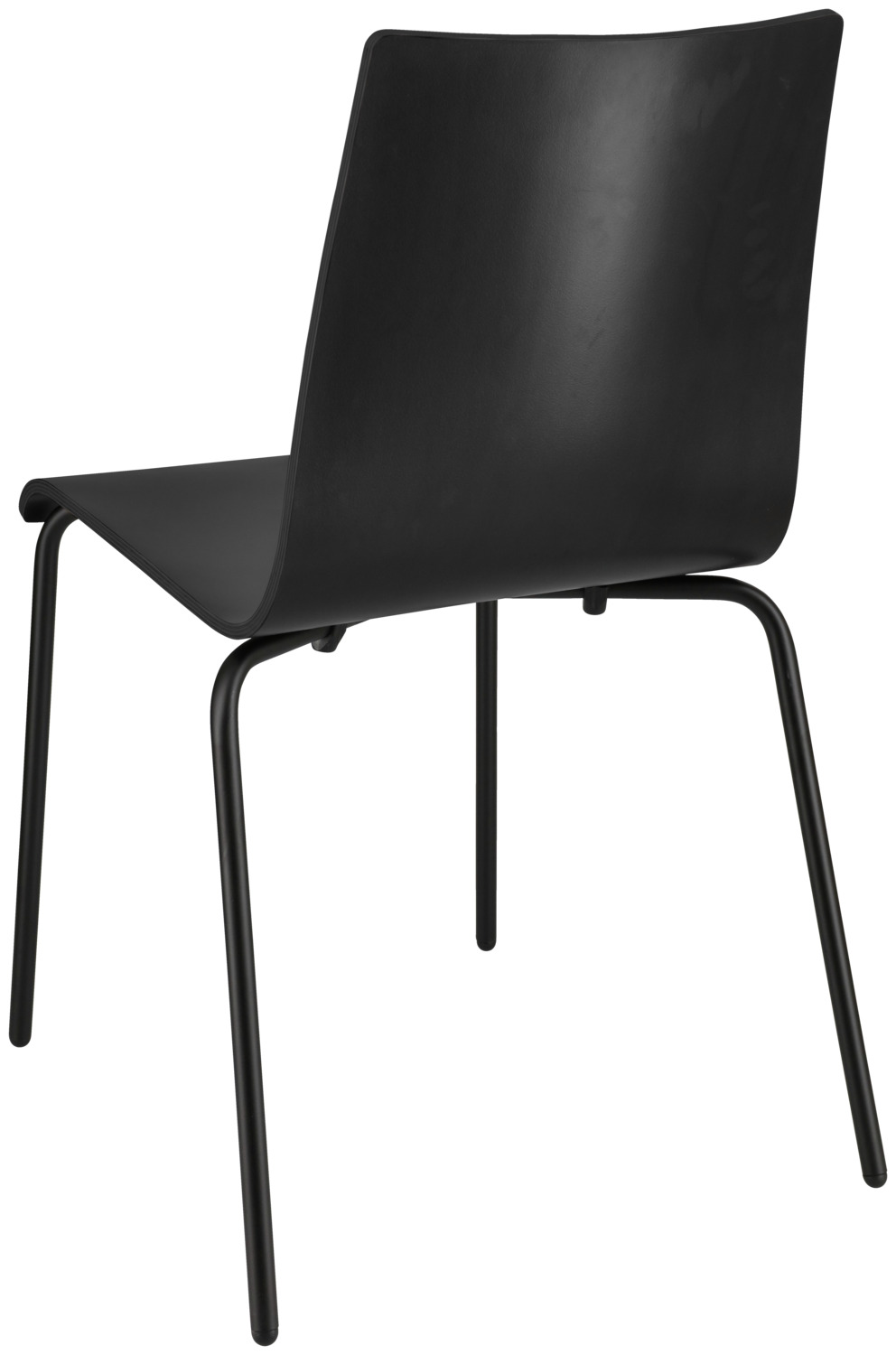 PULSIVA Uni Wooden Shell Conference Chair Set of 4, Black Ash Veneer Lacquered Beech Plywood, Black Powder-Coated Steel Frame, Stackable, 48x52x82 cm