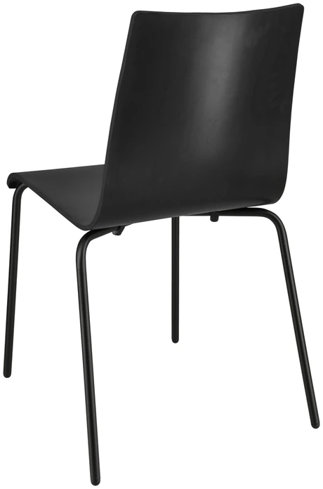 PULSIVA Uni Wooden Shell Conference Chair Set of 4, Black Ash Veneer Lacquered Beech Plywood, Black Powder-Coated Steel Frame, Stackable, 48x52x82 cm