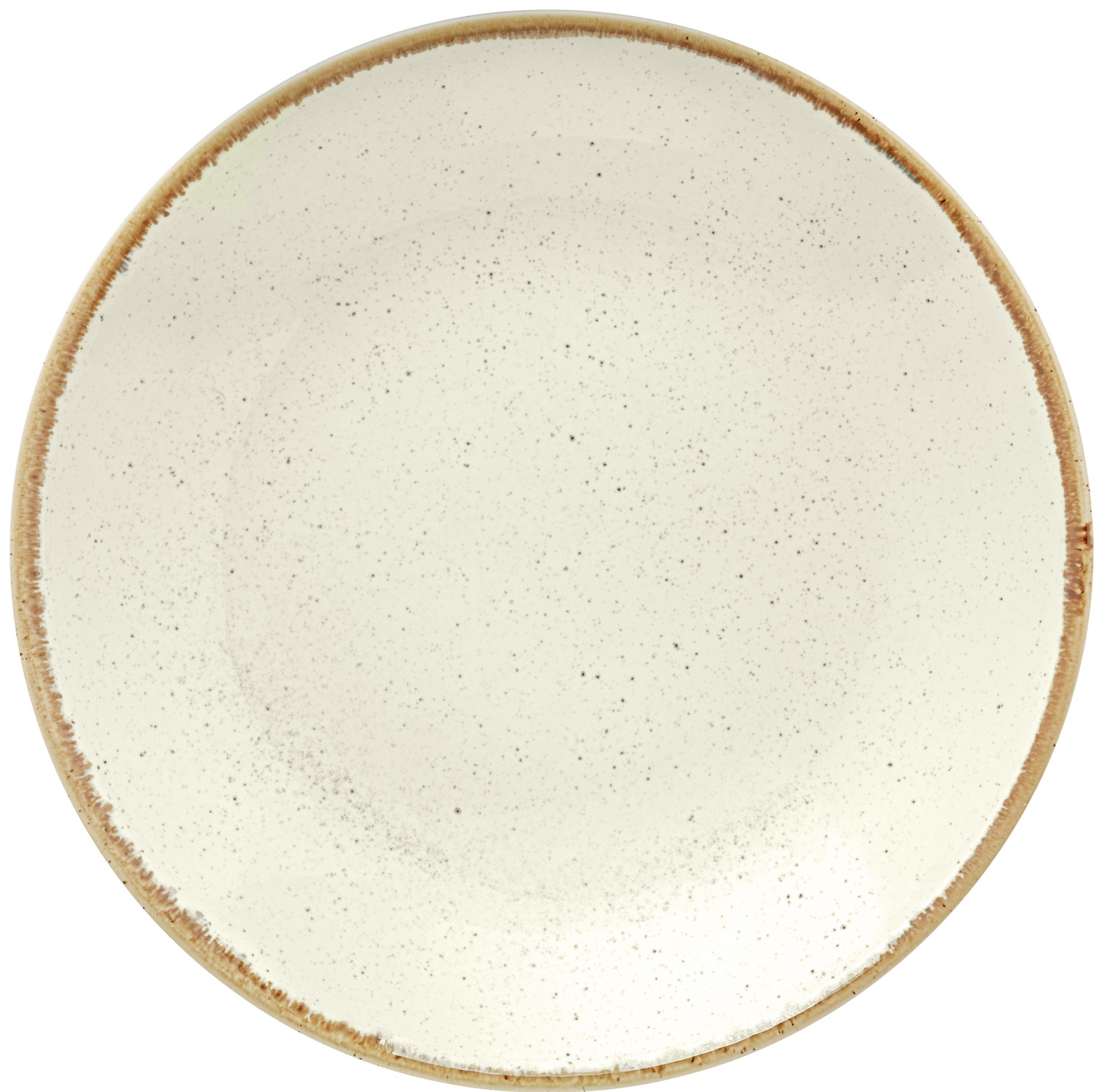 Set de 6 farfurii adanci VEGA Sidina, 26cm Porțelan pentru Supă și Paste, Bej cu Margine Maro, 500ml, Compatibile cu Cuptorul cu Microunde și Mașina de Spălat Vase