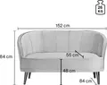 VEGA Garbo 2-Seater Sofa, Golden Velvet Fabric, Black Lacquered Beech Wood Legs, 150 cm Width, Elegant Quilting, Indoor Use