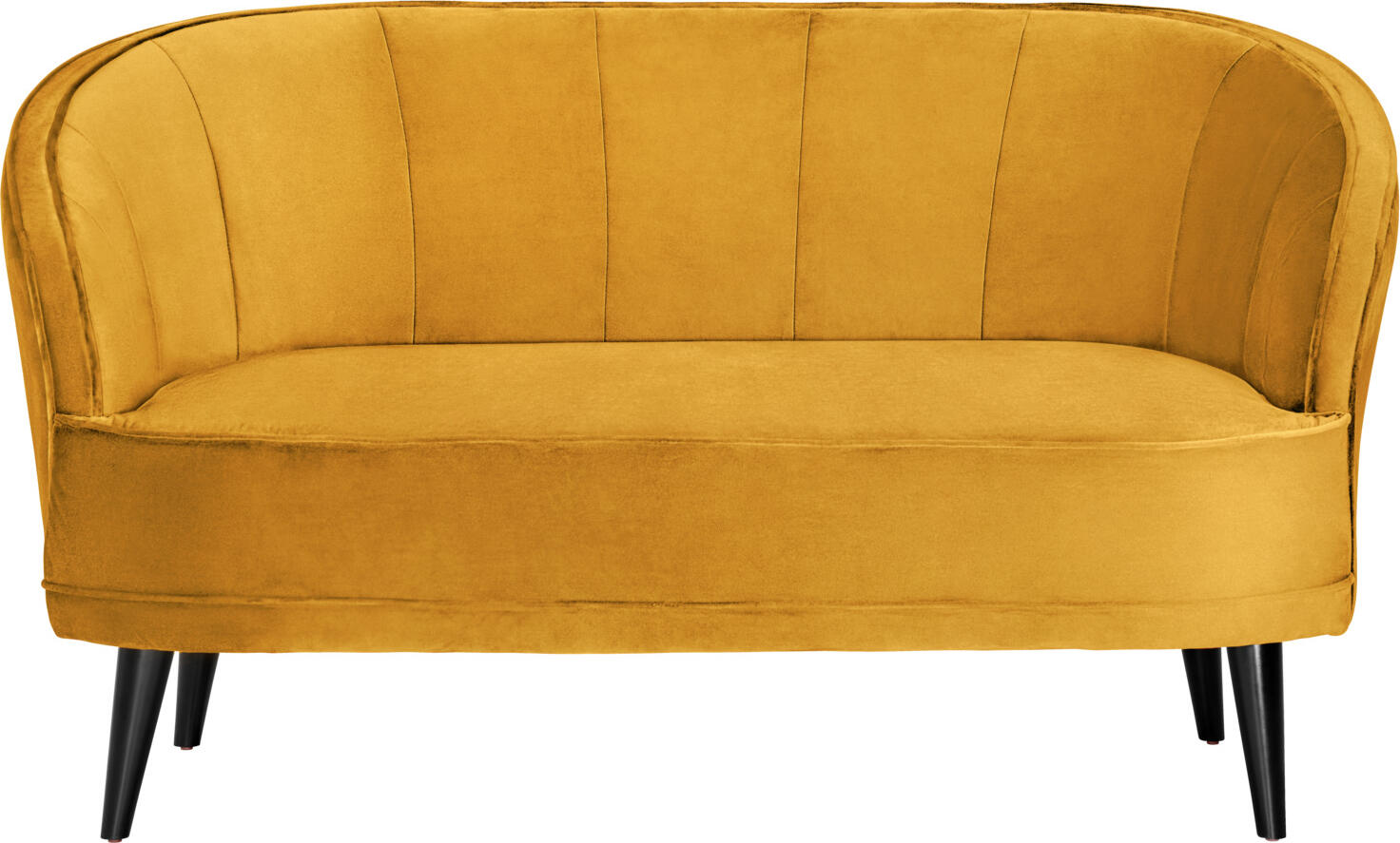 VEGA LUSINI Solutions GmbH Sofa Garbo Sofa Garbo Sofa Garbo; 150x75x84 cm (WxDxH); seat golden, base black Sofa Garbo; 150x75x84 cm (BxTxH); Sitz gold, Gestell schwarz Noble 2-seater sofa made of velvet cover (100% polyester) and black lacquered beech legs. Elegant quilting on the inside enhances the sofa. Distance from the floor is 20 cm. Only suitable for indoor use. Delivery is disassembled, attach legs using the supplied assembly material. Edles 2-Sitzer Sofa aus Samtbezug (100 % Polyester) und schwarz lackierten Buchenbeinen. Eine elegante Steppung an der Innenseite wertet das Sofa auf. Abstand zum Boden beträgt 20 cm. Nur für den Innenbereich geeignet. Lieferung erfolgt zerlegt, Beine anhand des mitgelieferten Montagematerials befestigen.