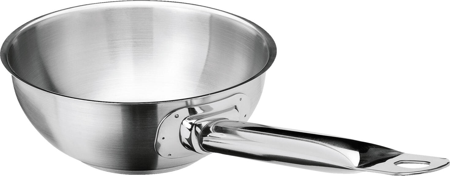 VEGA LUSINI Solutions GmbH Sauté pan Professional Sauteuse Professional Sauté pan Professional; 1.2 l, 16x7 cm (ØxH); silver; tapered Sauteuse Professional; 1.2 l, 16x7 cm (ØxH); silber; konisch Matt brushed 18/10 chrome nickel stainless steel saucepan with pouring rim for drip-free pouring. Spot-welded solid handles prevent you from getting burned when lifting. Thick stainless steel bottom with 6 mm aluminum in sandwich technique for better heat conduction and storage. Suitable for all types of stoves. Supplied without lid. Suitable for dishwasher. Matt gebürstete Sauteuse aus Chrom-Nickel-Edelstahl 18/10, rostfrei, mit Schüttrand zum tropffreien Ausgießen. Punktgeschweißte, massive Griffe verhindern, dass man sich beim Anheben verbrennt. Dicker Edelstahlboden mit 6 mm Aluminium in Sandwich-Technik für eine bessere Wärmeleitung und -speicherung. Für alle Herdarten geeignet. Lieferung ohne Deckel. Spülmaschinengeeignet.
