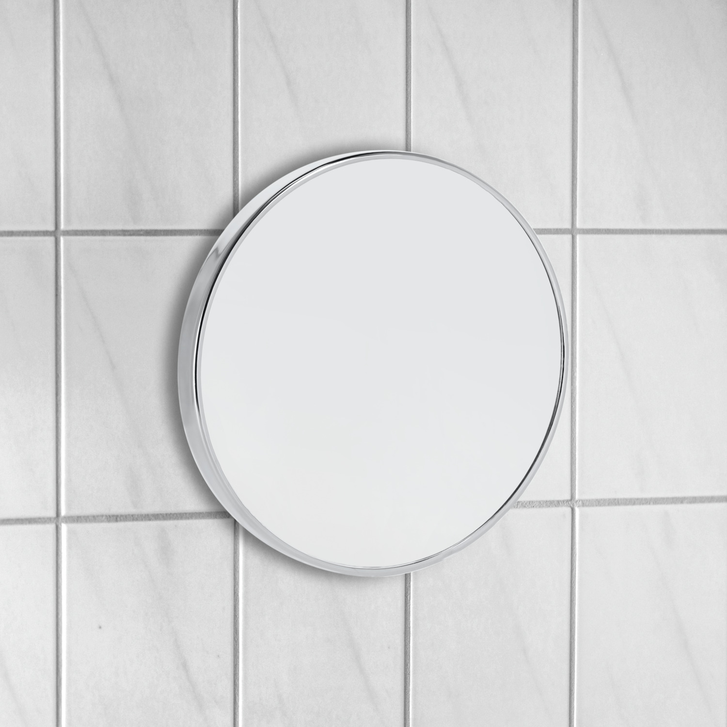 PULSIVA Zerko Magnifying Mirror, 10x Magnification, 17 cm Round Chrome-plated Metal and Plastic, Silver, Extra-strong Suction Cups for Tiles and Wall Mirrors
