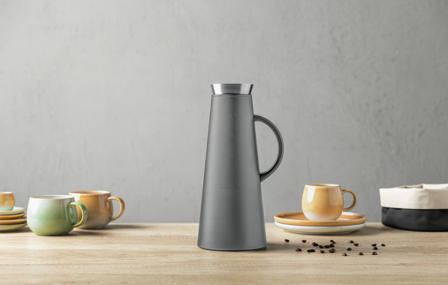 VEGA Leslie Vacuum Flask 1L Grey, Double-Walled Glass Interior, Stainless Steel Lid, Conical Polypropylene Body, 12h Hot 24h Cold