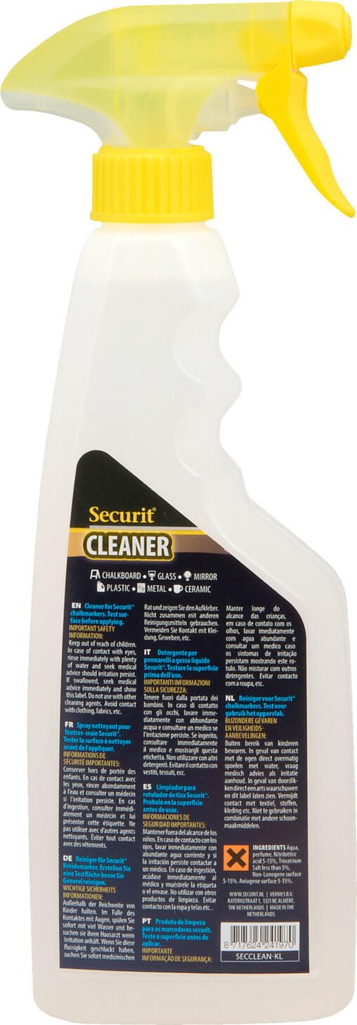 Curator Securit SECCLEAN-KL pentru markere cu creta, spray 500 ml, pentru sticla, oglinda, plastic, metal, ceramica si tabla de scris