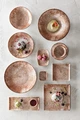 VEGA Gironia Porcelain Bowl Set of 6, 500ml, 15cm Diameter, Rose Digital Print Textured Surface, Dishwasher and Microwave Safe