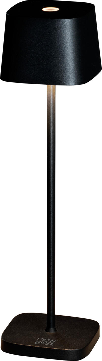 Konstsmide Gnosjö Konstsmide AB Mini-LED table lamp Capri Mini-LED Tischleuchte Capri Mini-LED table lamp Capri; 6.7x20 cm (ØxH); black Mini-LED Tischleuchte Capri; 6.7x20 cm (ØxH); schwarz LED table lamp with charging station. Charging time approx. 6 hours, battery life up to 20 hours. For indoor and outdoor use. LED Tischleuchte mit Ladestation. Ladedauer ca. 6 Std, Akkulaufzeit bis zu 20 Std. Für den Innen- und Außenbereich.