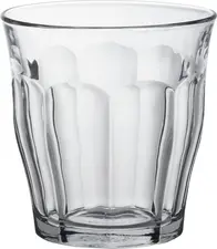 Duralex Duralex SCOP SA Universal glass Picardie Universalglas Picardie Universal glass Picardie; 310 ml, 9x9.4 cm (ØxH); transparent; 6 piece / pack Universalglas Picardie; 310 ml, 9x9.4 cm (ØxH); transparent; 6 Stück / Pack The Picardie glasses from Duralex in the filling sizes 130 ml to 580 ml are the ideal solution for professional use in restaurants, hotels, bars, cafeterias and canteens. Whether for small quantities of drinks such as espresso, digestifs or shots, medium portions such as water, soft drinks or juices or larger quantities for beer and long drinks - the Made in France glasses combine high impact resistance, durability and a timeless, simple look that blends effortlessly into any table setting. Versatile shape for everyday catering Picardie glasses are made from tempered soda-lime glass and are dishwasher-safe and temperature-resistant, making them ideal for professional catering. The classic, slightly conical shape sits comfortably in the hand and saves valuable storage space in the pantry and scullery - regardless of the glass size. Efficient, hygienic and sustainable Thanks to the neutral design, the glasses match different service lines and can be easily combined with each other. The high impact resistance reduces breakage, while the easy-care use in industrial dishwashers ensures hygienic standards. The glasses are also recyclable and durable, making them a sustainable solution for the catering industry. * Professional glass - space-saving and efficient in dishwashing processes * Tempered soda-lime glass - more shatterproof than standard crystal glass * dishwasher-safe up to 65 °C - ideal for everyday catering use * classic, neutral shape - suitable for any table setting * ergonomic design - easy to grip * Versatile use - ideal for espresso, digestifs, whiskey or water with espresso * Made in France - manufactured by Duralex, a traditional glass producer * Durable and sustainable - fully recyclable Die Picardie Gläser von Duralex in den Füllgrößen 130?ml bis 580?ml sind die ideale Lösung für den professionellen Einsatz in Restaurants, Hotels, Bars, Cafeterien und Kantinen. Ob kleine Getränkemengen wie Espresso, Digestifs oder Shots, mittlere Portionen wie Wasser, Softdrinks oder Säfte oder größere Mengen für Bier und Longdrinks – die Gläser Made in France kombinieren hohe Stoßfestigkeit, Langlebigkeit und eine zeitlos-schlichte Optik, die sich mühelos in jede Tischkultur integriert. Vielseitige Form für den Gastro-Alltag Die Picardie Gläser werden aus gehärtetem Kalk-Natron-Glas gefertigt und sind spülmaschinenfest sowie temperaturbeständig, wodurch sie den Anforderungen in der professionellen Gastronomie standhalten. Die klassische, leicht konische Form liegt gut in der Hand und spart wertvollen Stauraum in Lagerung und Spülküche – unabhängig von der Glasgröße. Effizient, hygienisch und nachhaltig Dank des neutralen Designs passen die Gläser zu verschiedenen Servicelinien und können problemlos miteinander kombiniert werden. Die hohe Stoßfestigkeit reduziert Bruchverluste, während der pflegeleichte Einsatz in gewerblichen Spülmaschinen hygienische Standards sicherstellt. Zusätzlich sind die Gläser recyclingfähig und langlebig, was sie zu einer nachhaltigen Lösung für die Gastronomie macht. * Profi-Glas – platzsparend und effizient in Spülprozessen * gehärtetes Kalk-Natron-Glas – bruchsicherer als Standard-Kristallglas * spülmaschinenfest bis 65?°C – ideal für den täglichen Gastro-Einsatz * klassische, neutrale Form – passend zu jeder Tischgestaltung * ergonomisches Design – einfach zu greifen * vielseitige Einsatzmöglichkeiten – ideal für Espresso, Digestifs, Whiskey oder Wasser zum Espresso * Made in France – hergestellt von Duralex, traditioneller Glasproduzent * langlebig und nachhaltig – vollständig recyclingfähig