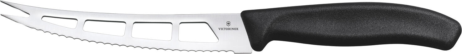 Victorinox Victorinox AG Butter and soft cheese knife Swiss Classic Butter- und Weichkäsemesser Swiss Classic Butter and soft cheese knife Swiss Classic; Blade length 13 cm, 24.6 cm (L); silver/black Butter- und Weichkäsemesser Swiss Classic; Klingenlänge 13 cm, 24.6 cm (L); silber/schwarz SWISS CLASSIC COLORFUL TOOLS FOR EVERY APPLICATION - Light, agile and colorful knives from Switzerland - Ergonomically shaped handles for effortless work - Dishwasher-safe stainless steel blades When developing the Victorinox Swiss Classic collection, no kitchen task, no matter how big or small, was overlooked. Made in Switzerland from high-quality stainless steel, the knives are easy to hold and dishwasher-safe. A selection of colorful handles brings color to the kitchen. The collection also offers practical knife blocks and gift sets. Who said that functionality can't be fun? There's nothing that this versatile collection doesn't have. Material handle: Polypropylene has good strength, rigidity and hardness. It can be sterilized and can withstand temperatures of up to 100°C. SWISS CLASSIC FARBENFROHE WERKZEUGE FÜR JEDE ANWENDUNG - Leichte, wendige und farbenfrohe Messer aus der Schweiz - Ergonomisch geformte Griffe für müheloses Arbeiten - Spülmaschinengeeignete Klingen aus rostfreiem Stahl Bei der Entwicklung der Victorinox Swiss Classic Kollektion wurde keine noch so kleine oder große Küchenaufgabe außer Acht gelassen. Die in der Schweiz gefertigten Messer aus hochwertigem rostfreien Stahl liegen leicht in der Hand und sind spülmaschinengeeignet. Eine Auswahl an bunten Griffen bringt Farbe in die Küche. Zusätzlich bietet die Kollektion praktische Messerblöcke und Geschenksets. Wer hat gesagt, dass Funktionalität nicht auch Spaß machen kann? Es gibt nichts, was es in dieser vielseitigen Kollektion nicht gibt. Material Griff: Polypropylen hat eine gute Festigkeit, Steifigkeit und Härte. Es kann sterilisiert werden und hält Temperaturen von bis zu 100 °C stand.