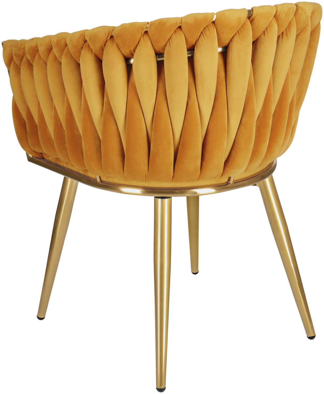 VEGA Wave Velvet Armchair, Golden Metal Frame with Woven Design Backrest, 47x48x77 cm, Fully Assembled