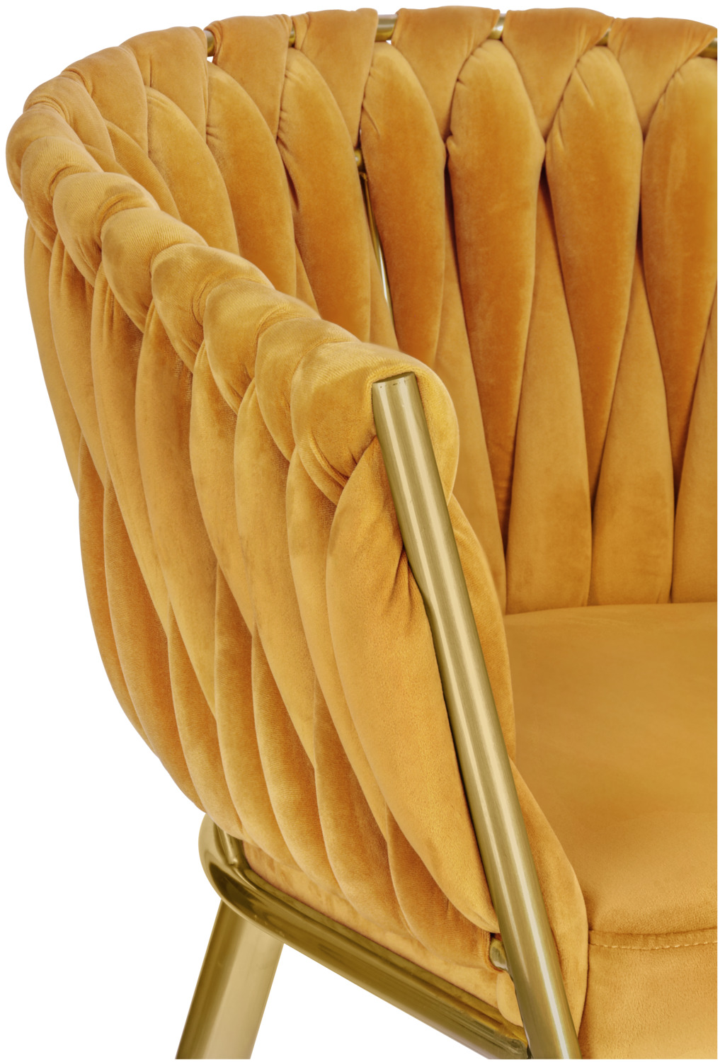 VEGA Wave Velvet Armchair, Golden Metal Frame with Woven Design Backrest, 47x48x77 cm, Fully Assembled