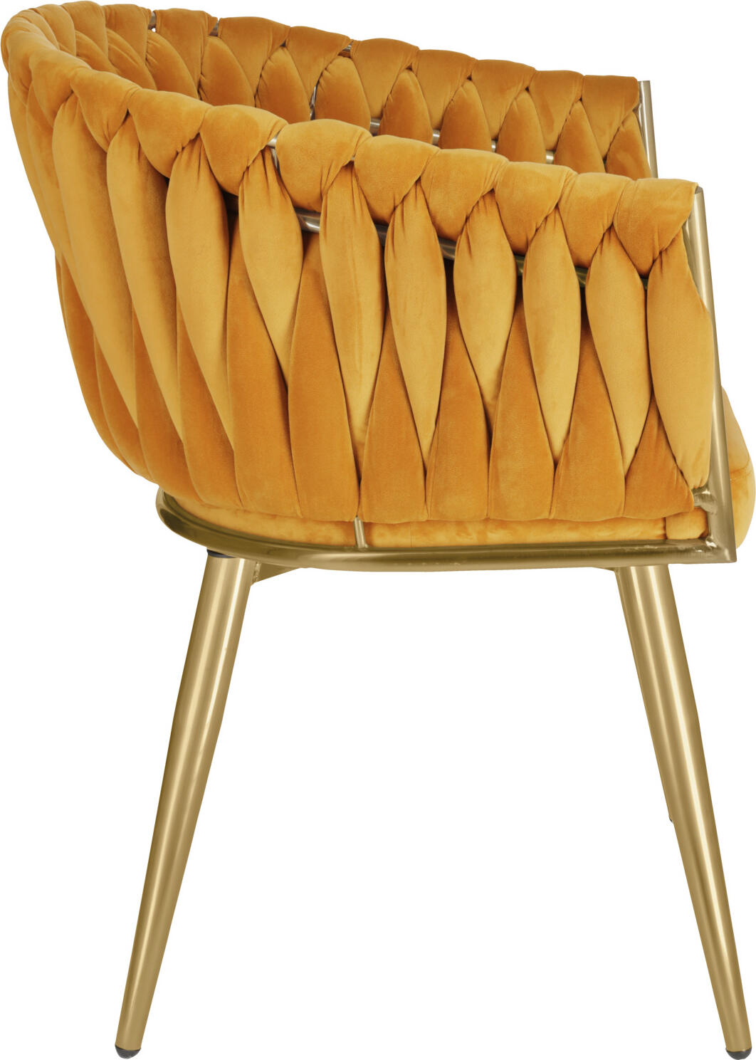 VEGA Wave Velvet Armchair, Golden Metal Frame with Woven Design Backrest, 47x48x77 cm, Fully Assembled