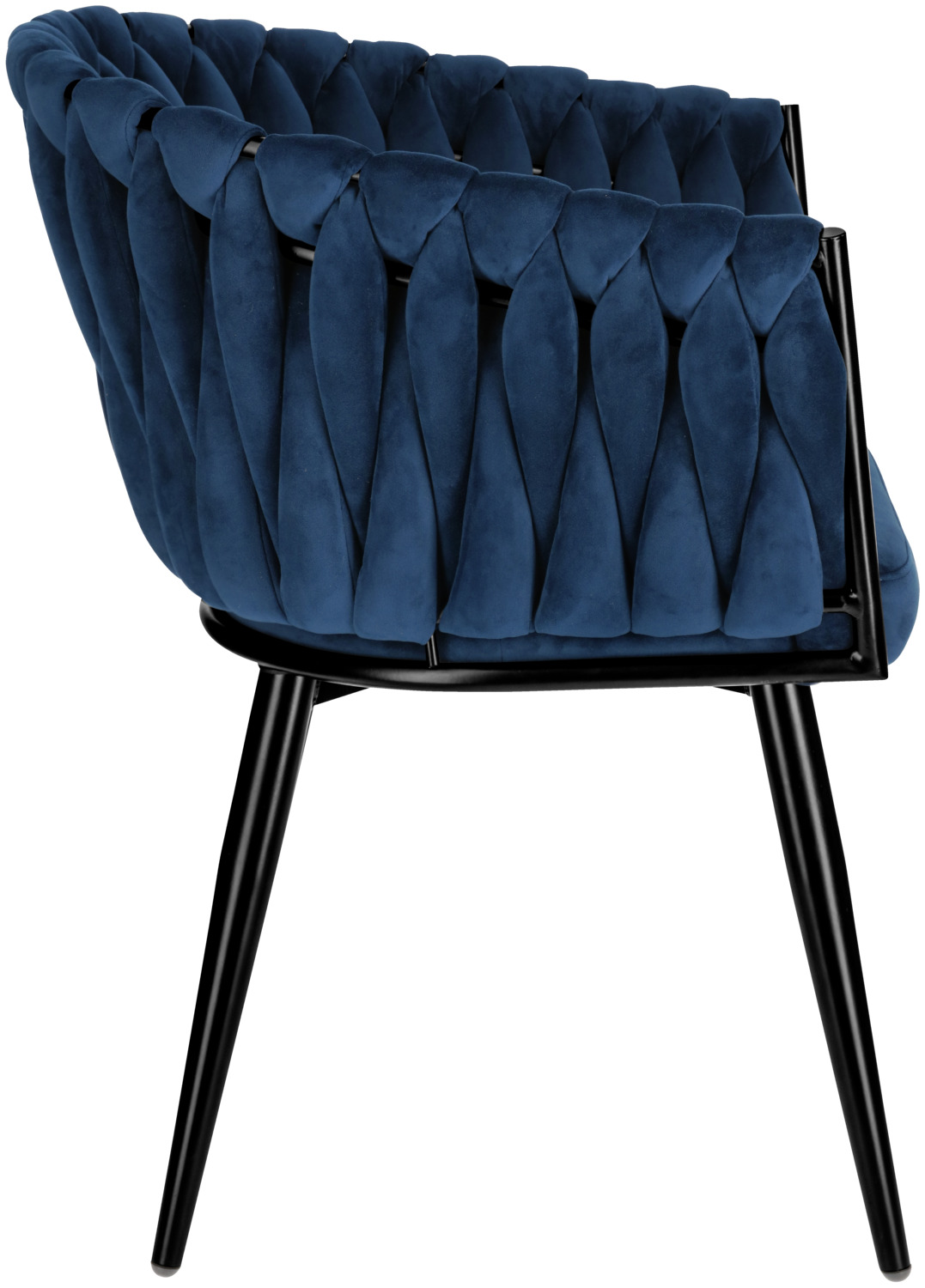Fotoliu VEGA Wave, Tapiterie din Catifea, Cadru Metalic cu Design Impletit, Albastru Inchis si Negru, 47x48x77 cm, Asamblat