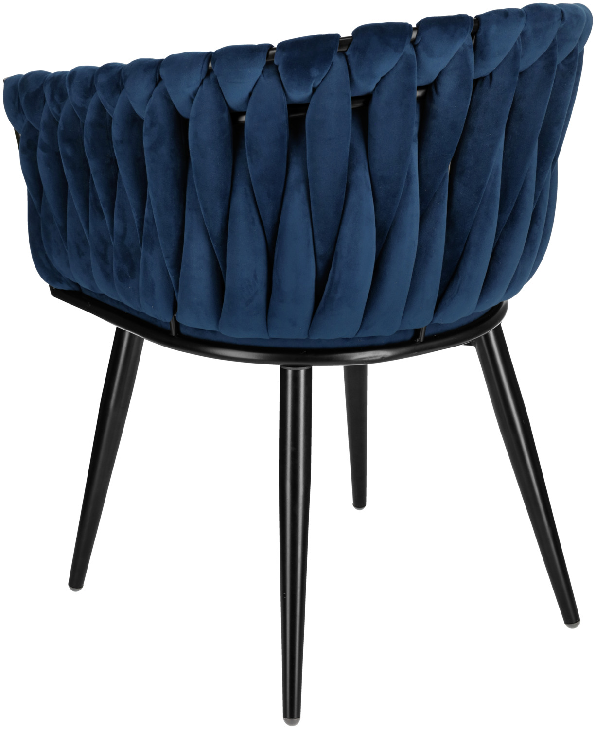 Fotoliu VEGA Wave, Tapiterie din Catifea, Cadru Metalic cu Design Impletit, Albastru Inchis si Negru, 47x48x77 cm, Asamblat