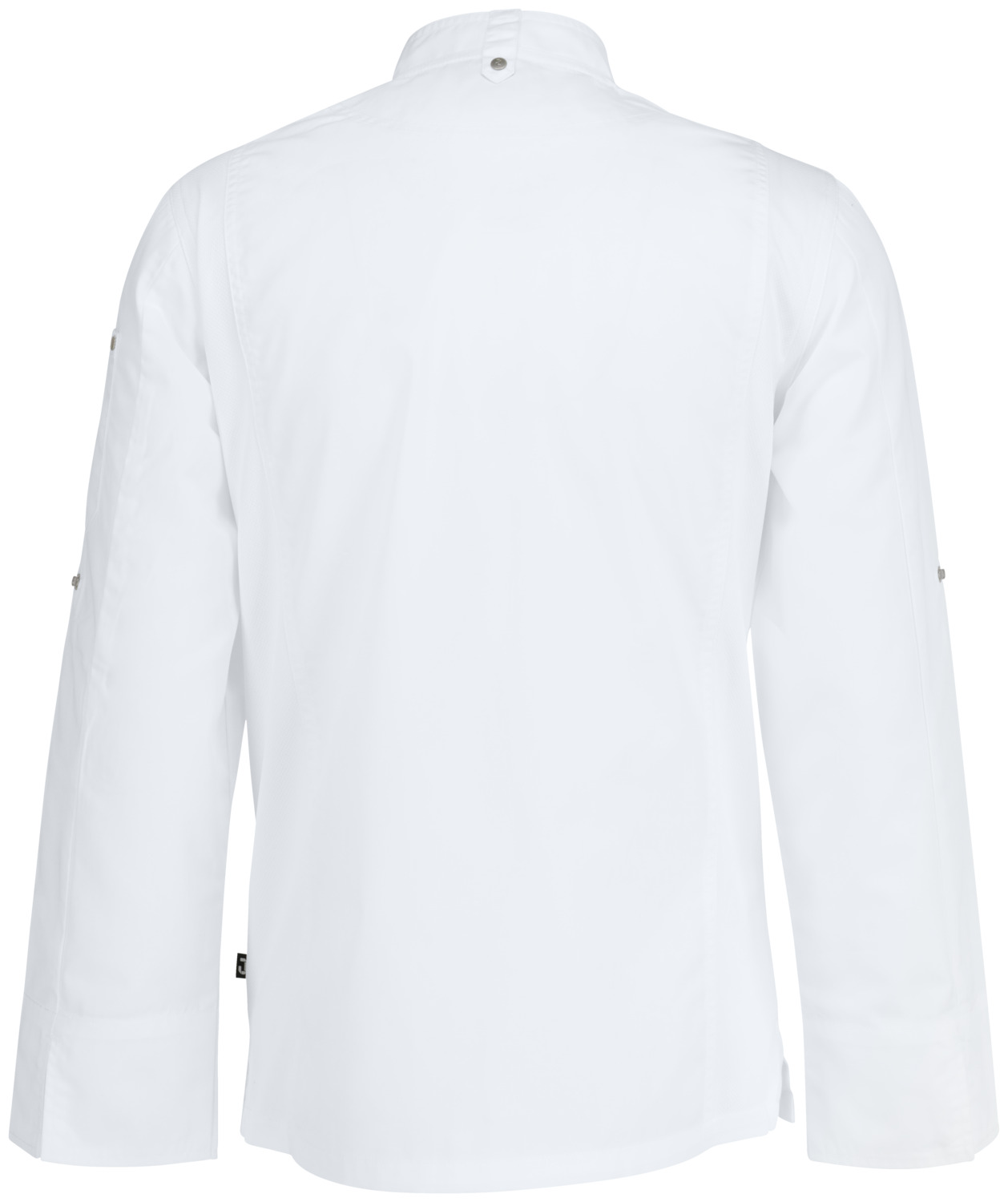 Jobeline Carter Men's Long-Sleeved Chef's Jacket, 65% Polyester 35% Cotton, Breathable Mesh Inserts, Roll-up Sleeves, White