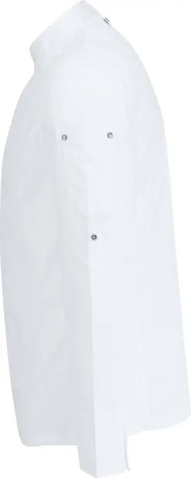 Jobeline Carter Men's Long-Sleeved Chef's Jacket, 65% Polyester 35% Cotton, Breathable Mesh Inserts, Roll-up Sleeves, White