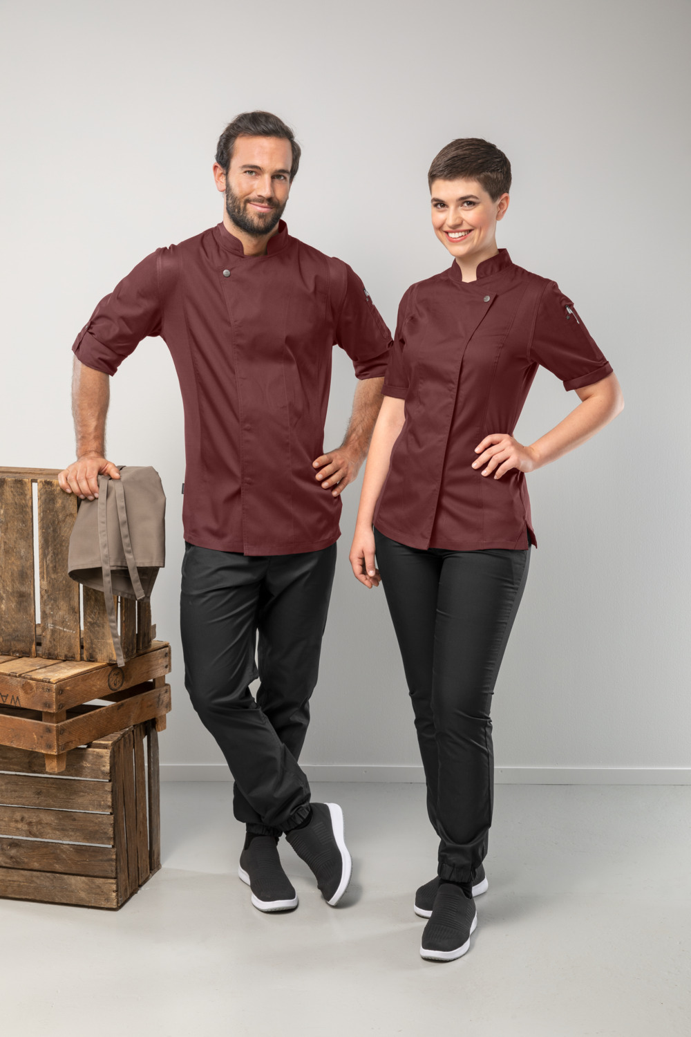 Jacket Bucatar Jobeline Carter cu Maneca Lunga pentru Barbati, 65% Poliester 35% Bumbac, Insertii de Plasa Respirabile, Burgundy, Marime 66 (3XL)