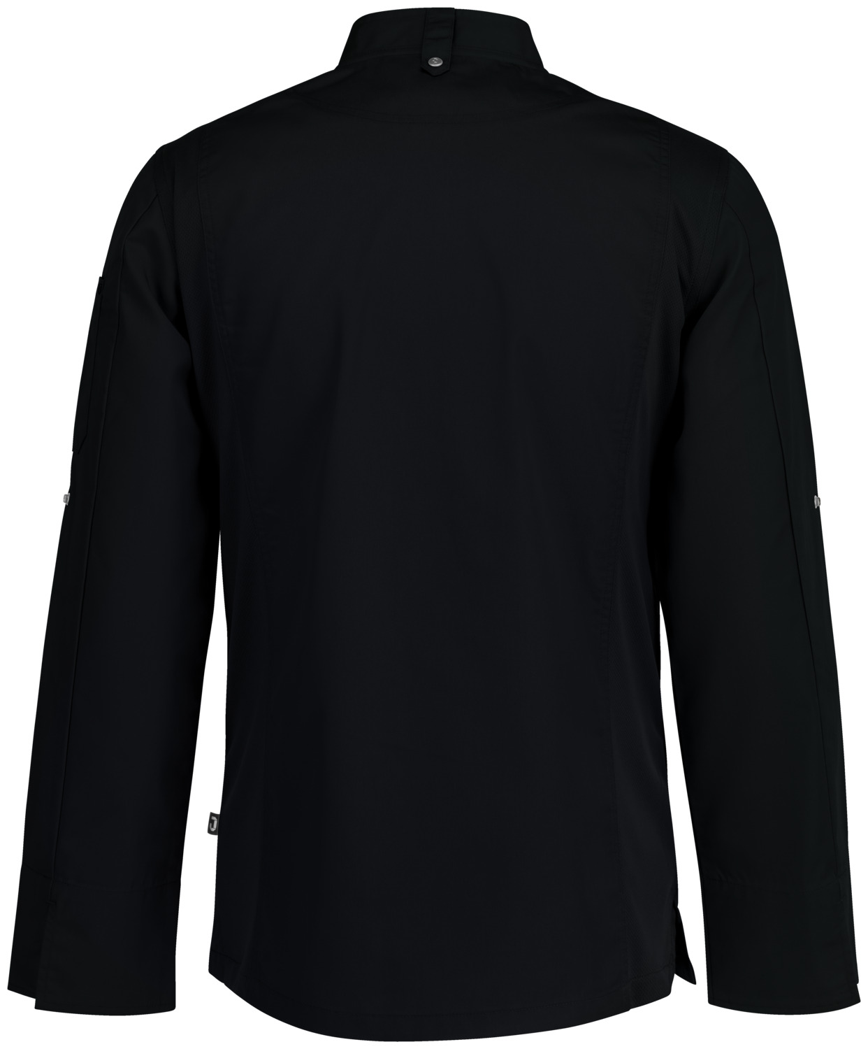 Jobeline Carter Men's Long-Sleeved Chef's Jacket, 65% Polyester 35% Cotton, Breathable Mesh Inserts, Roll-up Sleeves, Black