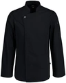 Jobeline Carter Men's Long-Sleeved Chef's Jacket, 65% Polyester 35% Cotton, Breathable Mesh Inserts, Roll-up Sleeves, Black