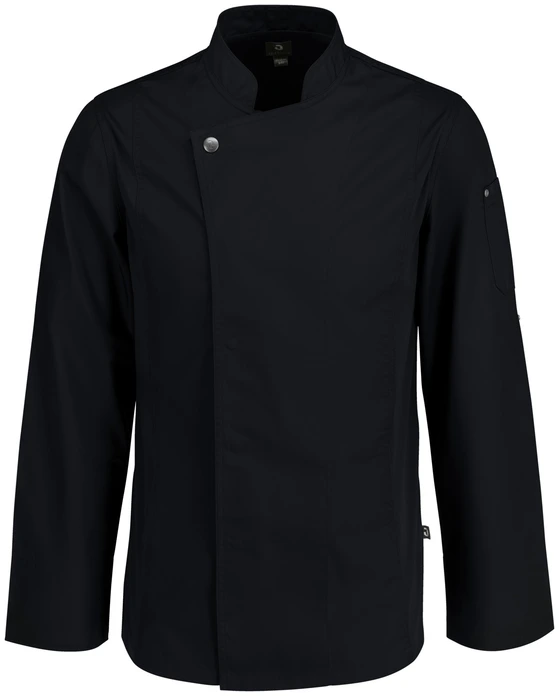Jacketă Bucătar Bărbați Jobeline Carter, Mănuci Lungi, 65% Poliester 35% Bumbac, Negru, Mărime 52, Insertii Mesh Respirabile, Închidere cu Capse