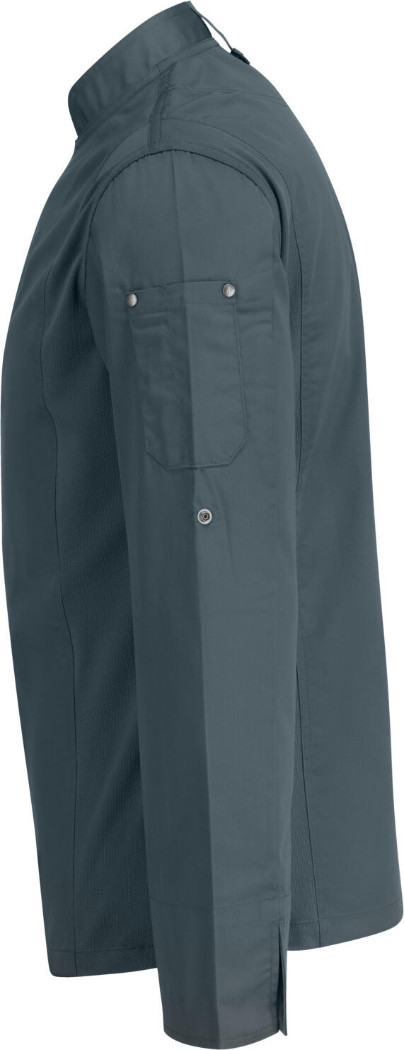 Jacket de Bucatar Jobeline Carter pentru Barbati, Maneca Lunga cu Functionalitate Roll-up, Poliester-Bumbac, Insertii de Plasa, Albastru-Gri, Marime 66 (3XL)