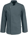 Jobeline Carter Men's Long-Sleeved Chef Jacket, 65% Polyester 35% Cotton, Breathable Mesh Inserts, Roll-up Sleeves, Greyish Blue