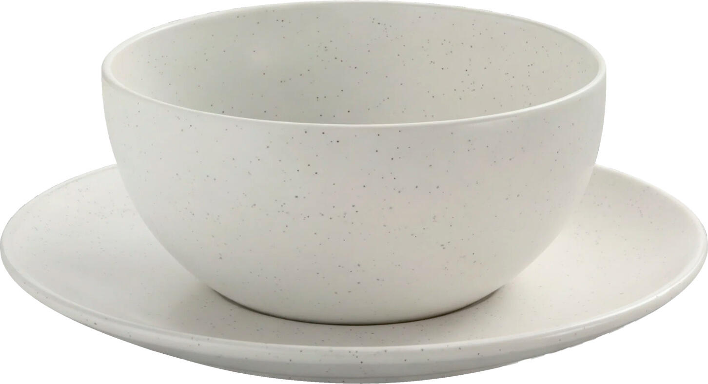 Farfurii de bazon VEGA Ossori, Gresie Colorata Bej, Diametru 22.5 cm, Compatibile cu Masina de Spalat Vase si Cuptorul cu Microunde, Set de 4 piese
