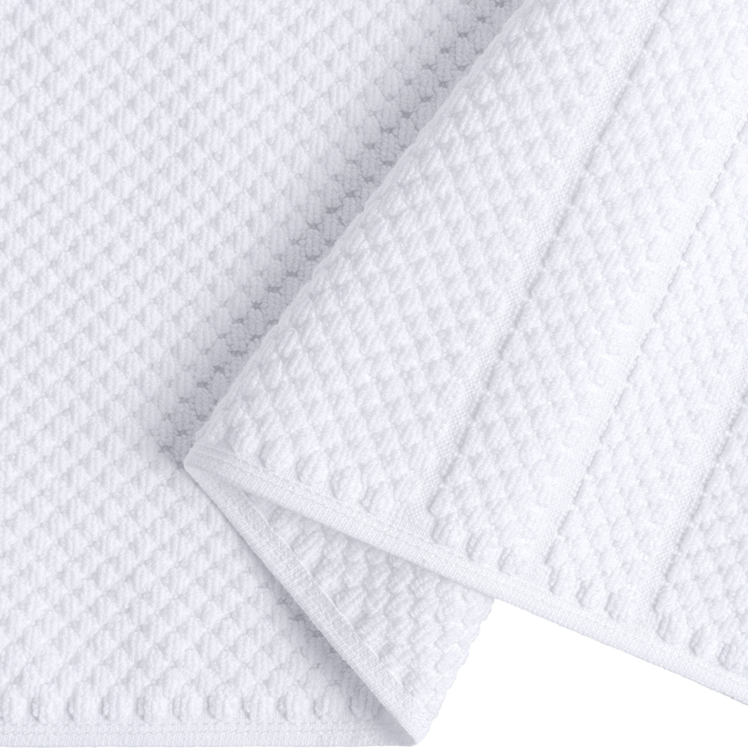 ERWIN M. LUSINI Tavira Bath Mat, 50 x 70 cm, 100% Cotton Waffle Texture, Super-Absorbent Fast-Drying Terry, White, OEKO-TEX Standard 100