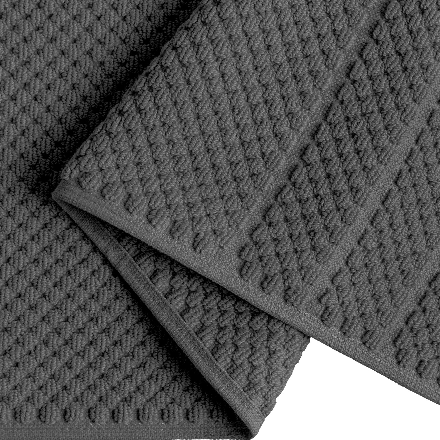 ERWIN M. LUSINI Tavira Bath Mat, 100% Cotton Waffle Texture, Super-Absorbent Fast-Drying Terry, 50 x 70 cm, Anthracite, OEKO-TEX Standard 100
