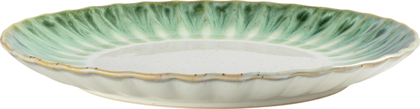 Farfurie Rasa VEGA Flora, Porcelana Durabila, Diametru 26.6 cm, Verde/Bej, Design cu Relief Floral, Set de 4 Piese pentru Catering Profesional