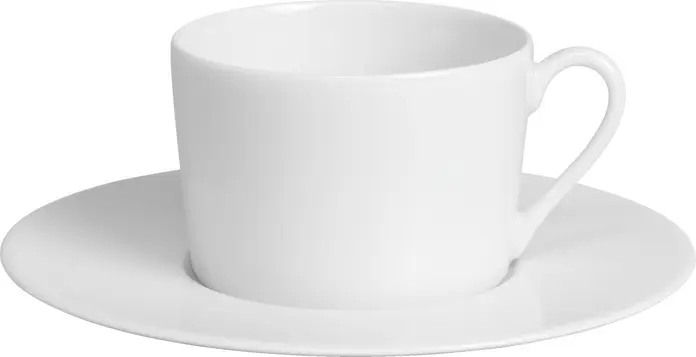 VEGA Noon Coffee Cappuccino Saucers, White Porcelain, 17 cm Diameter, Dishwasher and Microwave Safe, Set of 6